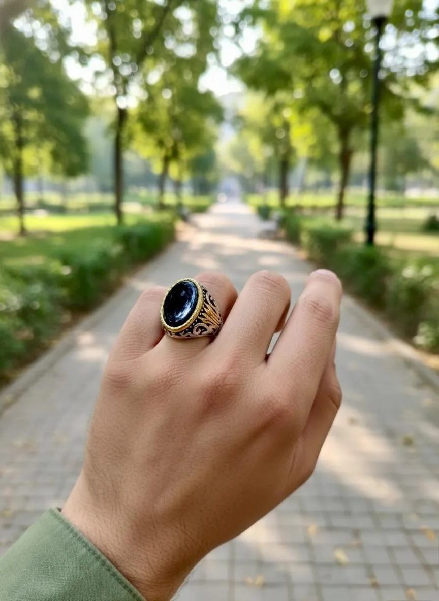 Turkish Design Gold Plated Crystal Men's Ring