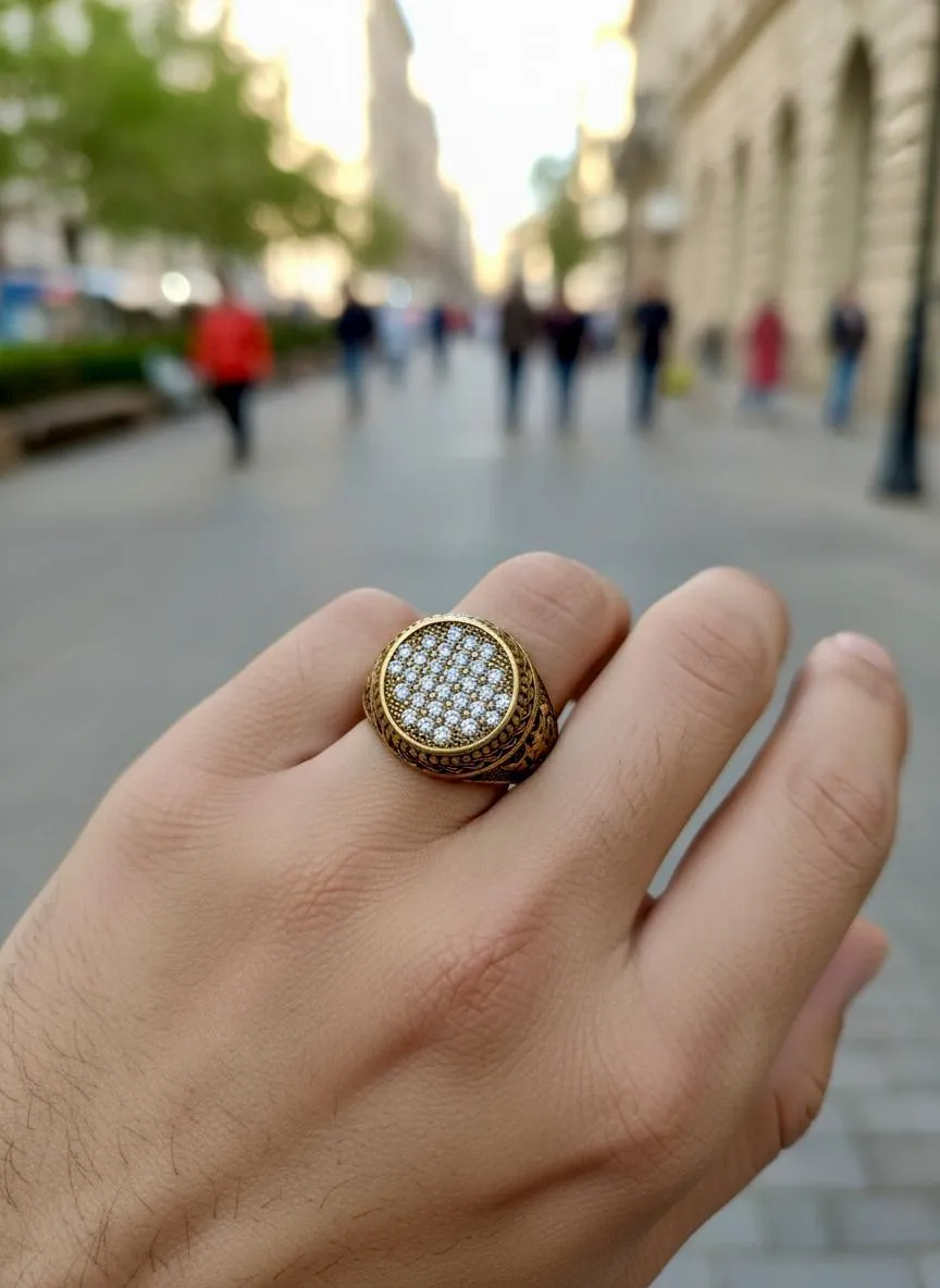 Turkish Design Resin Polish Crystal Men's Ring