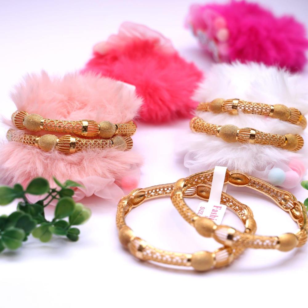2 Pcs Gold Plated Indian Kara Bangles