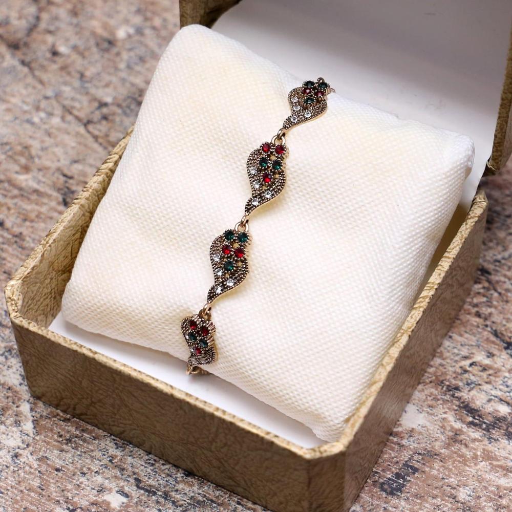 1 Pc Gold Plated Artificial Stones Chain Bracelet