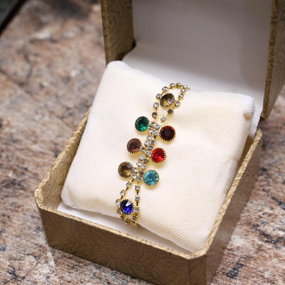 1 Pc Gold Plated Gemstone Chain Bracelet