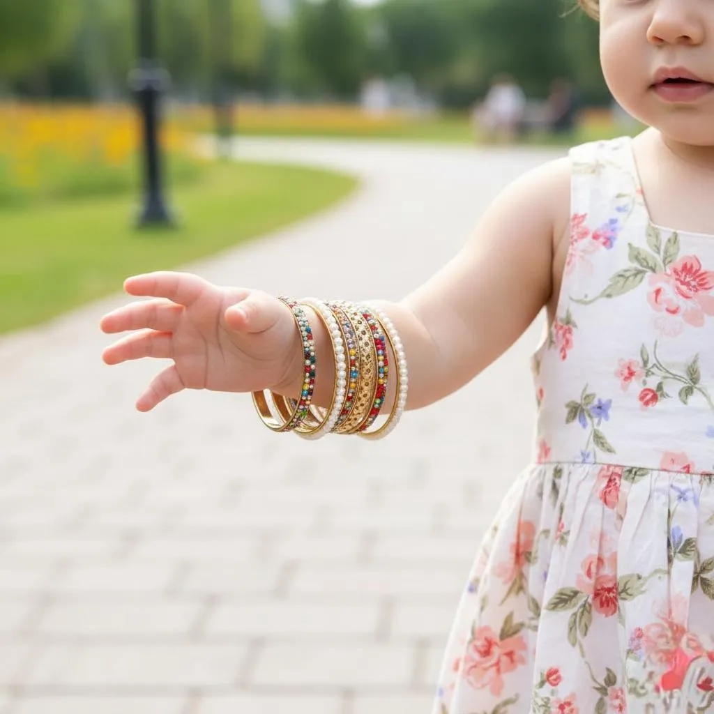 7 Pcs Kara Bangle For Girls Modren Desing 4 to 6 Year Girls