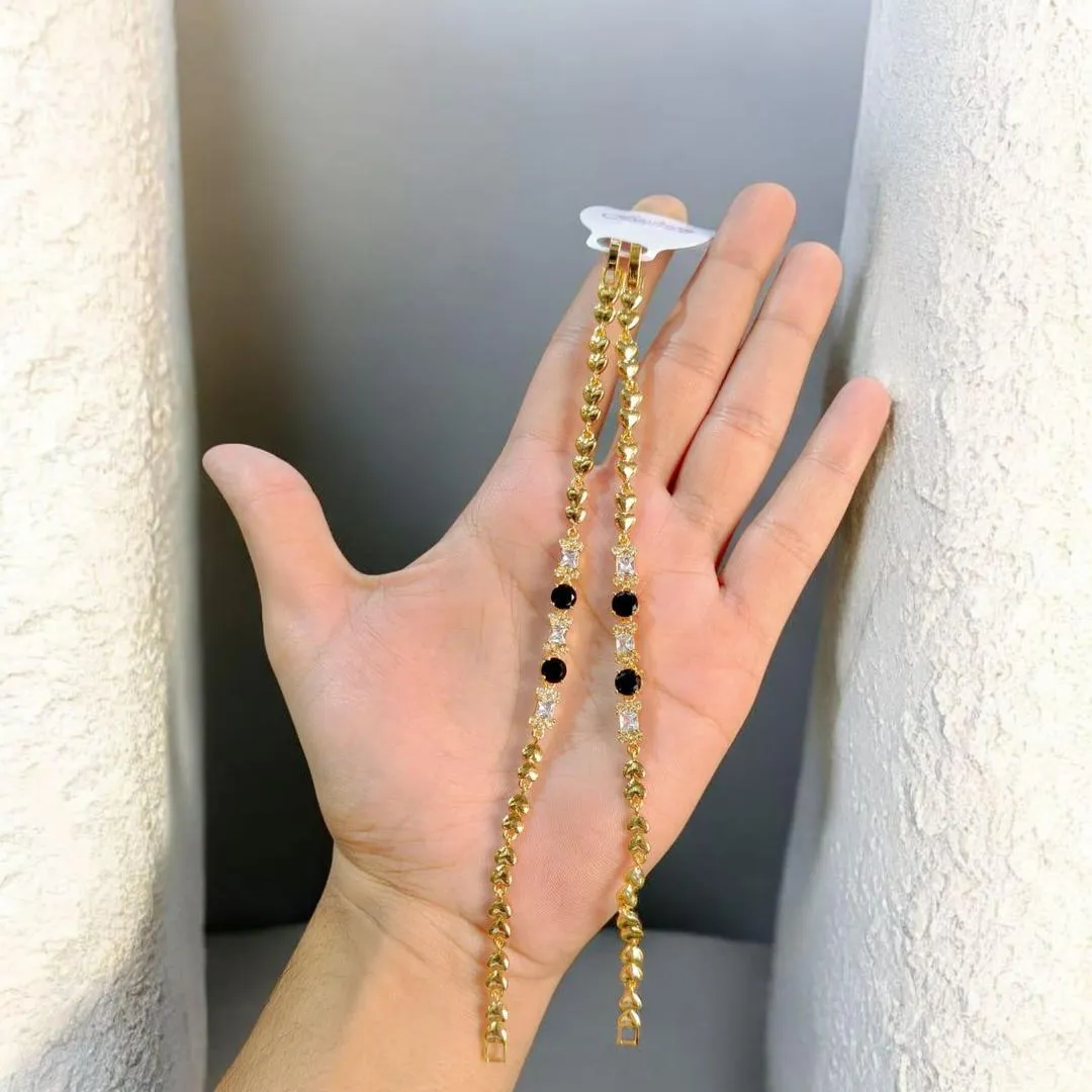 Girls Funky Gold Plated Crystal Chain Bracelet 