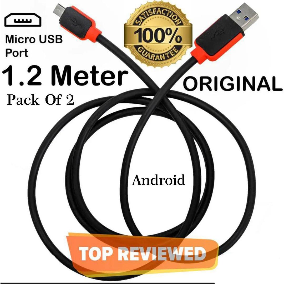 Pack of 2 Durable Black Charging Cables with Copper Core