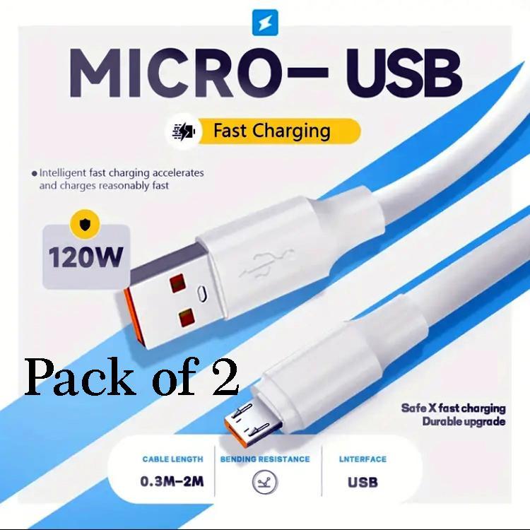 Premium Copper Core Charging Cable - Pack of 2 for Fast & Efficient Charging