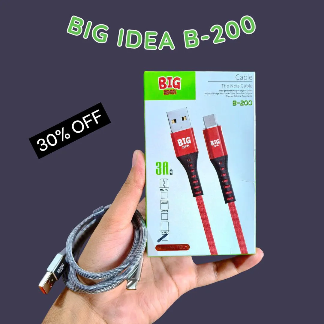  Big Idea 3A Type C  Fast Charging cable OriginalApple Chip Pure Copper Made By TELY
