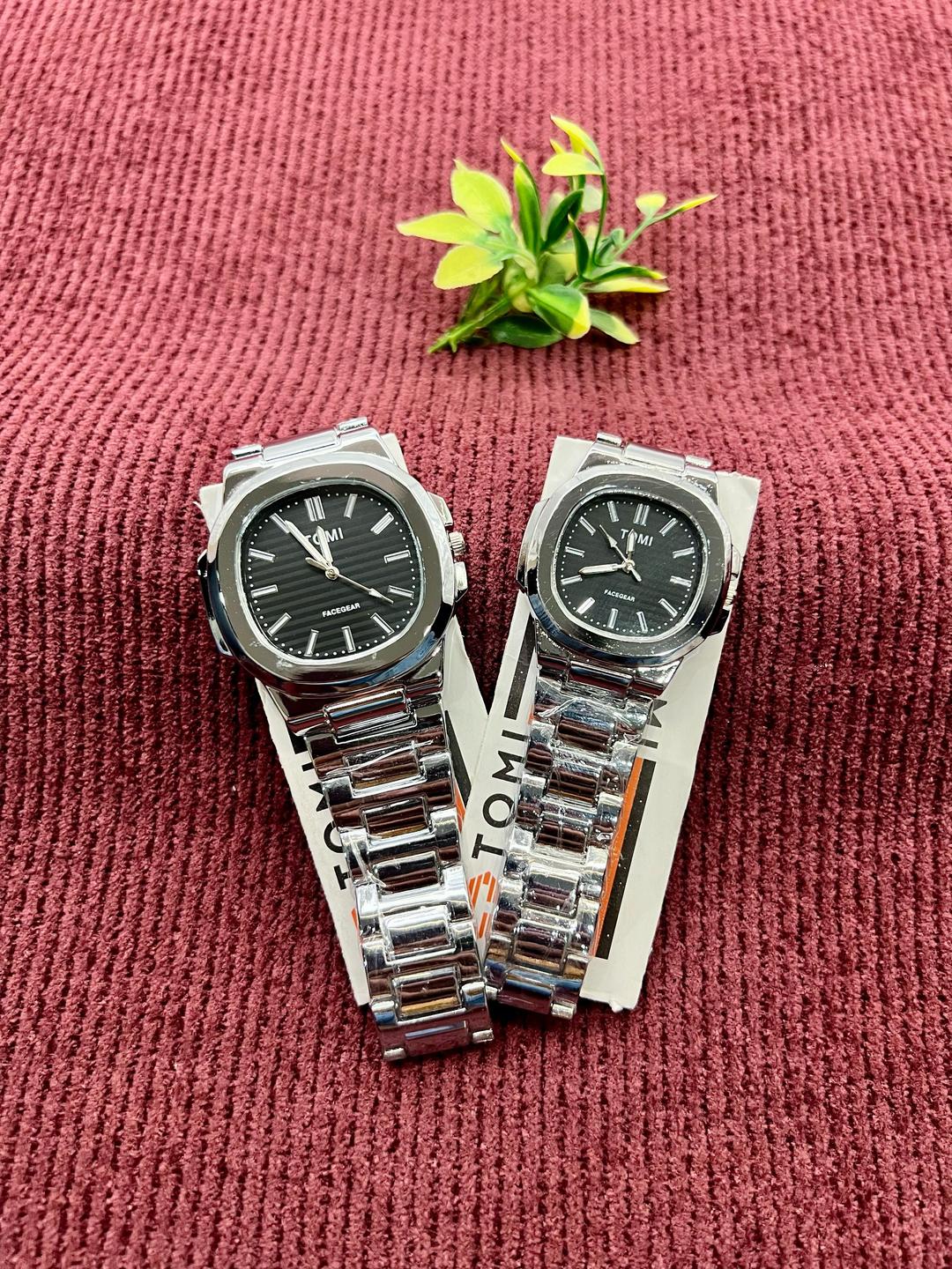 Chic Unisex Couple Watches - 2 Pcs with Square Dial and Chain Strap