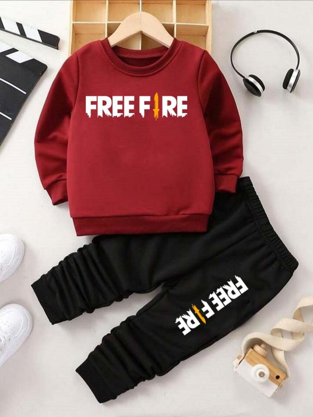 Stylish Boy's Printed Tracksuit - 2 Pcs Set in Maroon