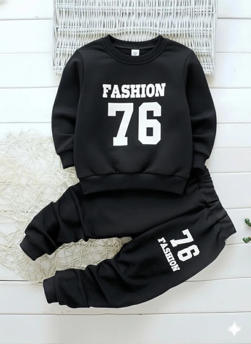 2 Pcs Boy's Fleece Printed Tracksuit