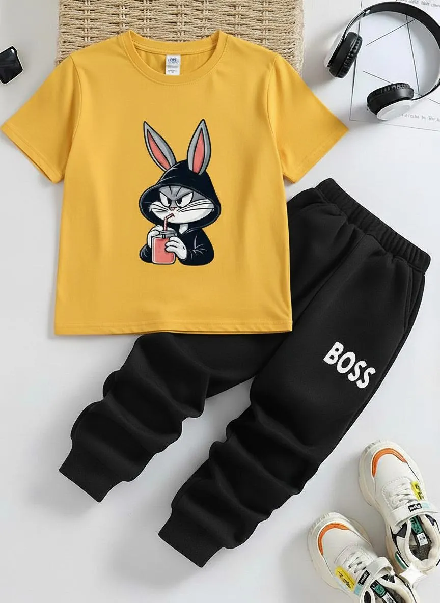 2 Pcs Boy's Polyester Printed Tracksuit