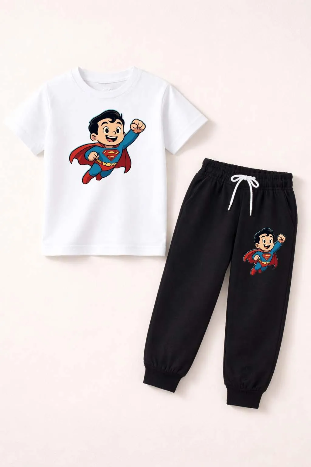 DTF 2PCS Summer Tracksuit – Cartoon Printed T-Shirt & Jogger Set