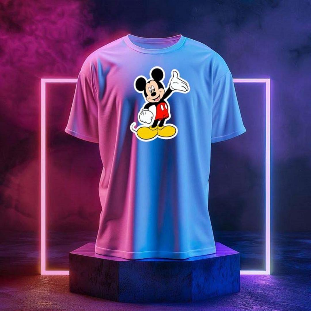 Colorful Printed Polyester T-Shirt for Unisex - 1 Pc - Sizes 3-4 & 5-6 Years