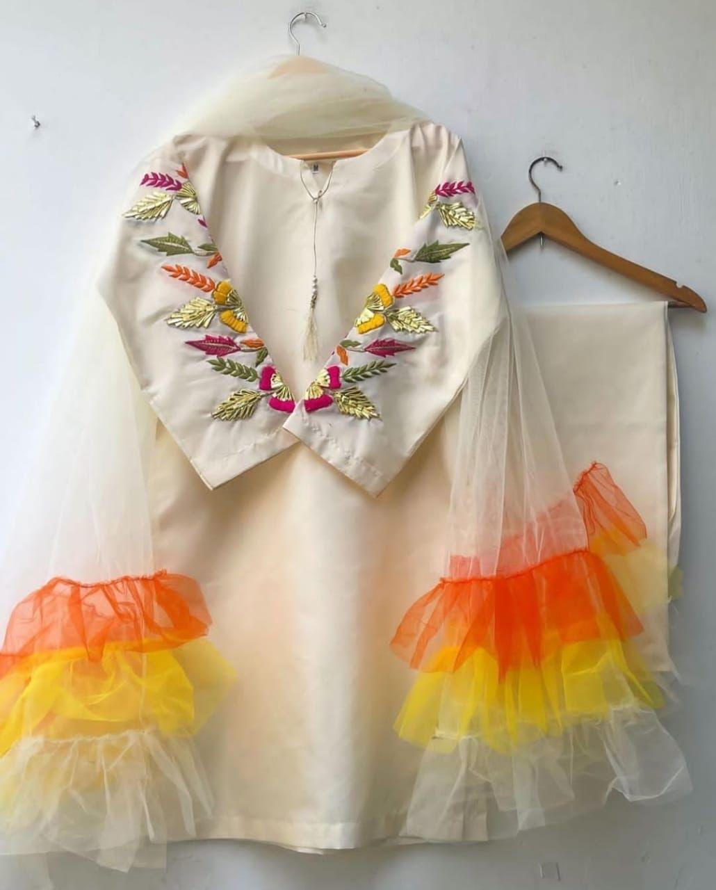 3 Pcs Women's Stitched Kataan Silk Embroidered Suit