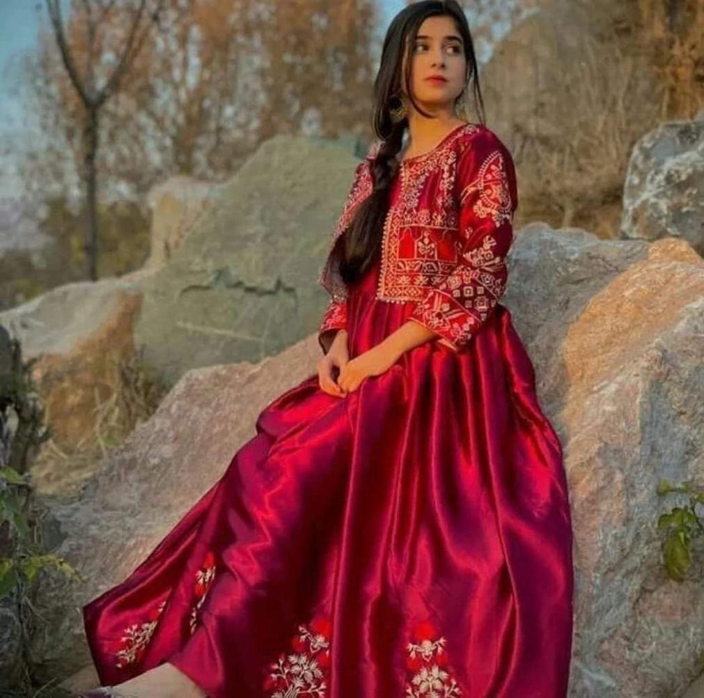 Elegantly Embroidered Katan Silk Maxi Set - 3 Pcs