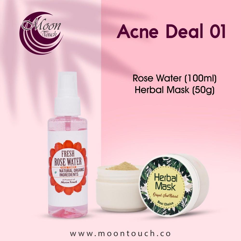 Moon Touch- Acne Deal 01 (Rose Water 100ml+Herbal Mask 50g)
