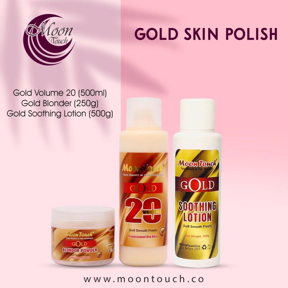 Moon Touch-Gold Skin Polish (500ml Volume +Blonder 250g)+Gold Soothing Lotion