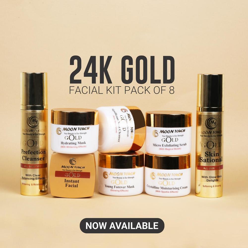 Moon Touch-Premium Gold Facial Set + Gold Skin Polish 150ml & FREE Hyaluronic Serum 20ml
