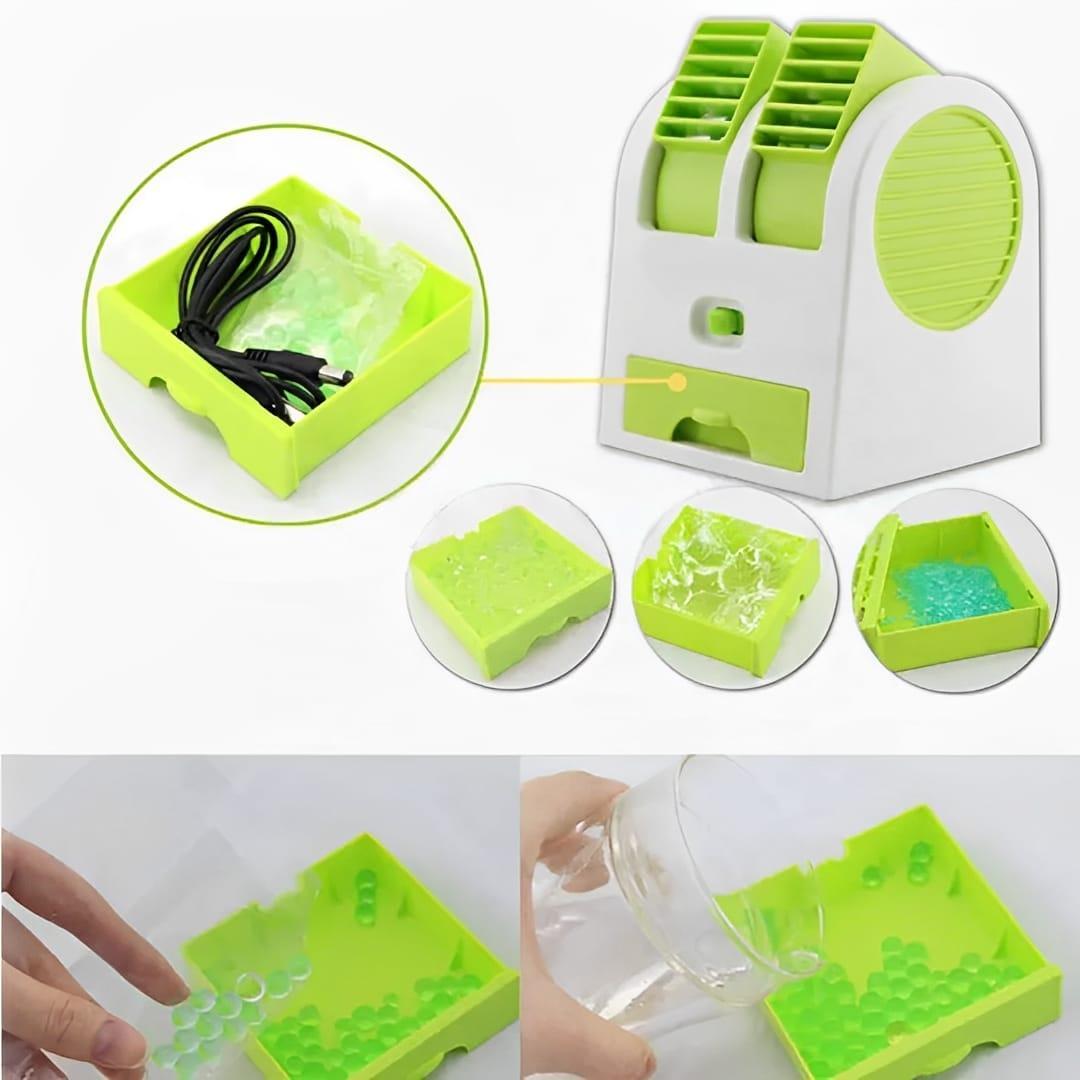 Portable Mini Air Conditioner - Battery Operated, Dual Blower With an Ice Tray