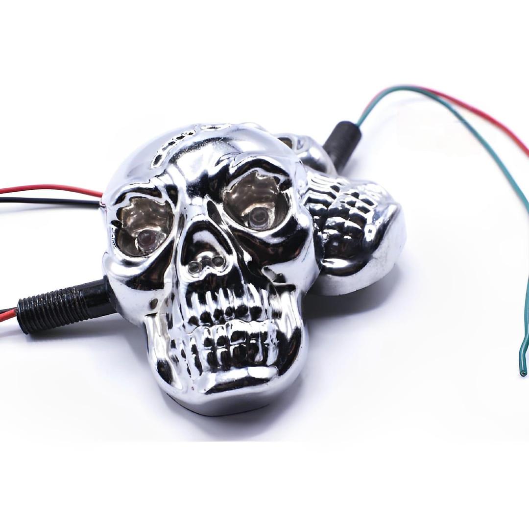 2 pcs Universal Skull Head LED Turn Signal Indicators –  for Motorcycles 125cc and 70cc all bikes