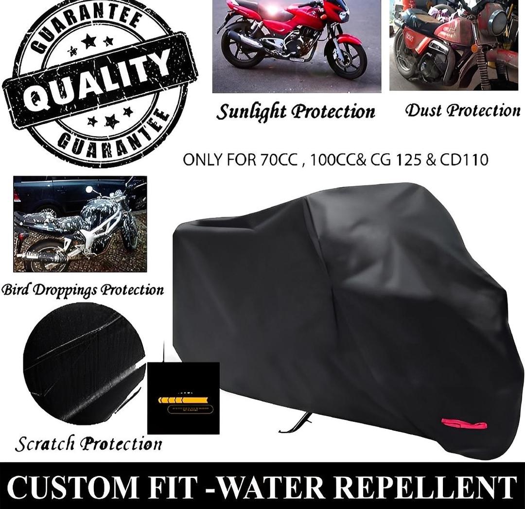 Bike Top Cover Water & Scratch Proof Bike Top Cover Bike PARACHUTE with Pu Coating - Fits for cd70CC, and 125cc all bikes 