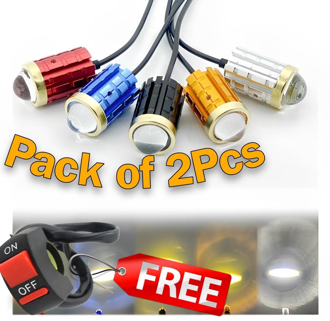 2 Pcs Mini Driving Fog Lights with Plus Button | Three Color Options: White, Yellow & Flasher
