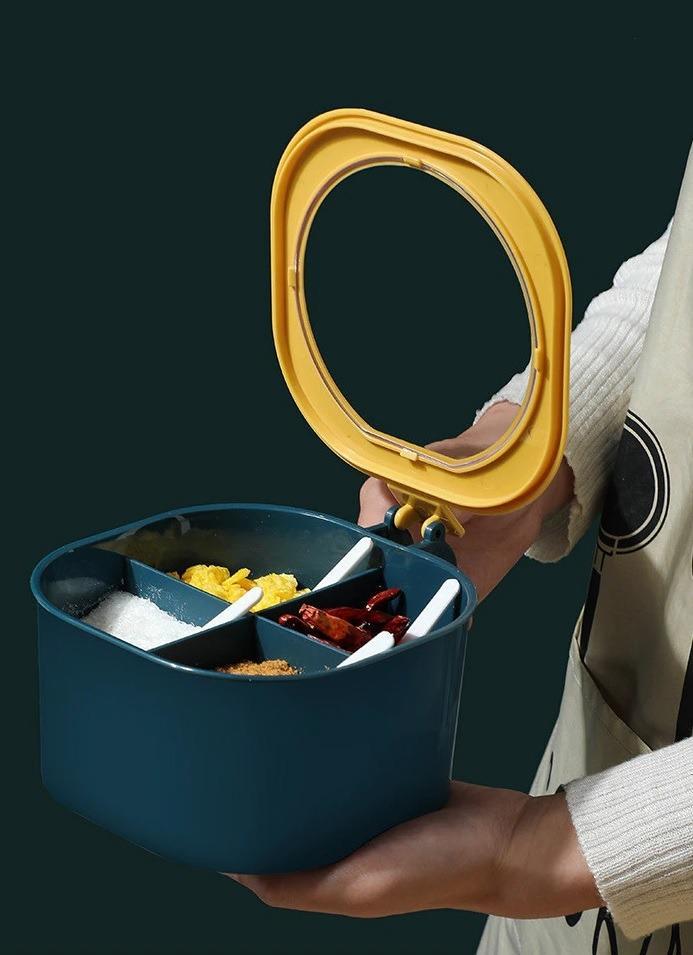 4 In 1 Spice Boc With Spoons- Easy to Use and Durable Materials for Enhanced Organization