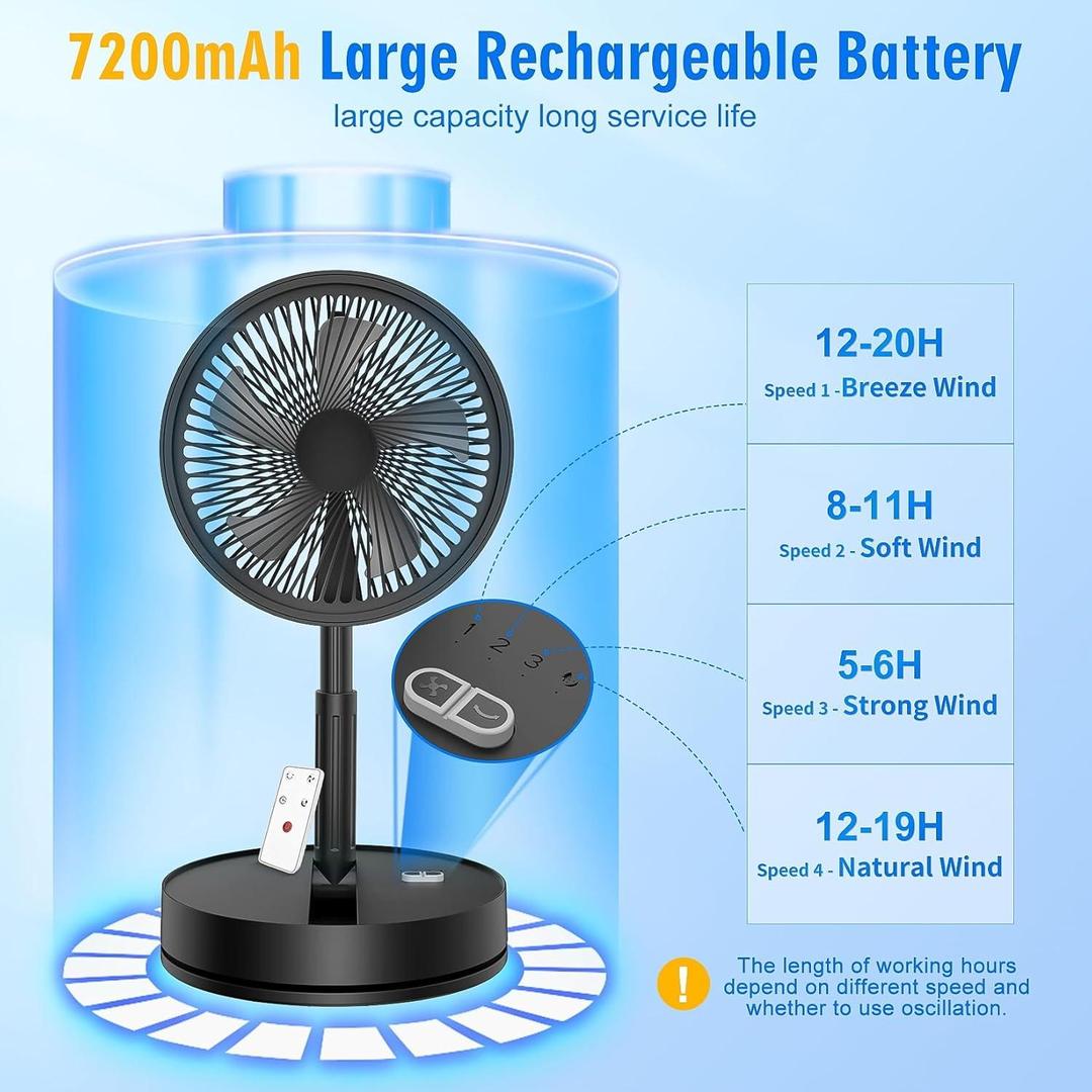 Compact Rechargeable Fan - Ideal for Home & Office - 1 Pc - 20 Watts