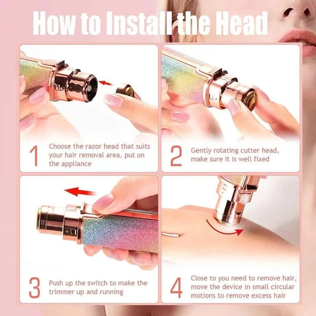 Rechargeable Women Eyebrow Trimmer Pink Glitter
