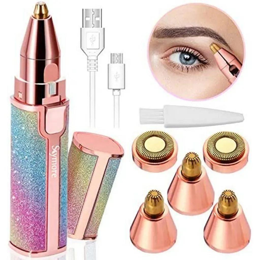 Rechargeable Women's Eyebrow Trimmer Glitter Pink