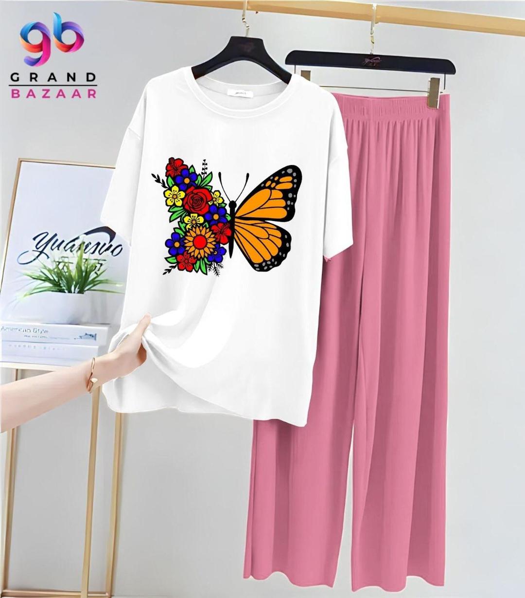 Stylish Printed Cotton Jersey Night Suit - 2 Pcs Set