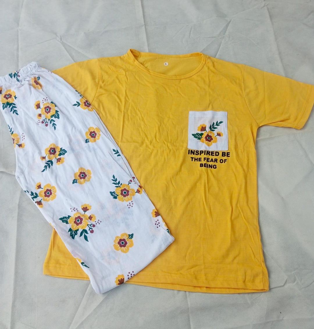 Stylish Printed Cotton Jersey Night Suit - 2 Pcs Set 