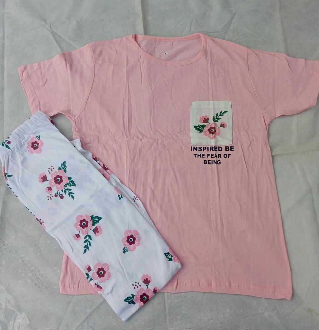 Comfortable Cotton Jersey Printed Night Suit - 2 Pcs Set 