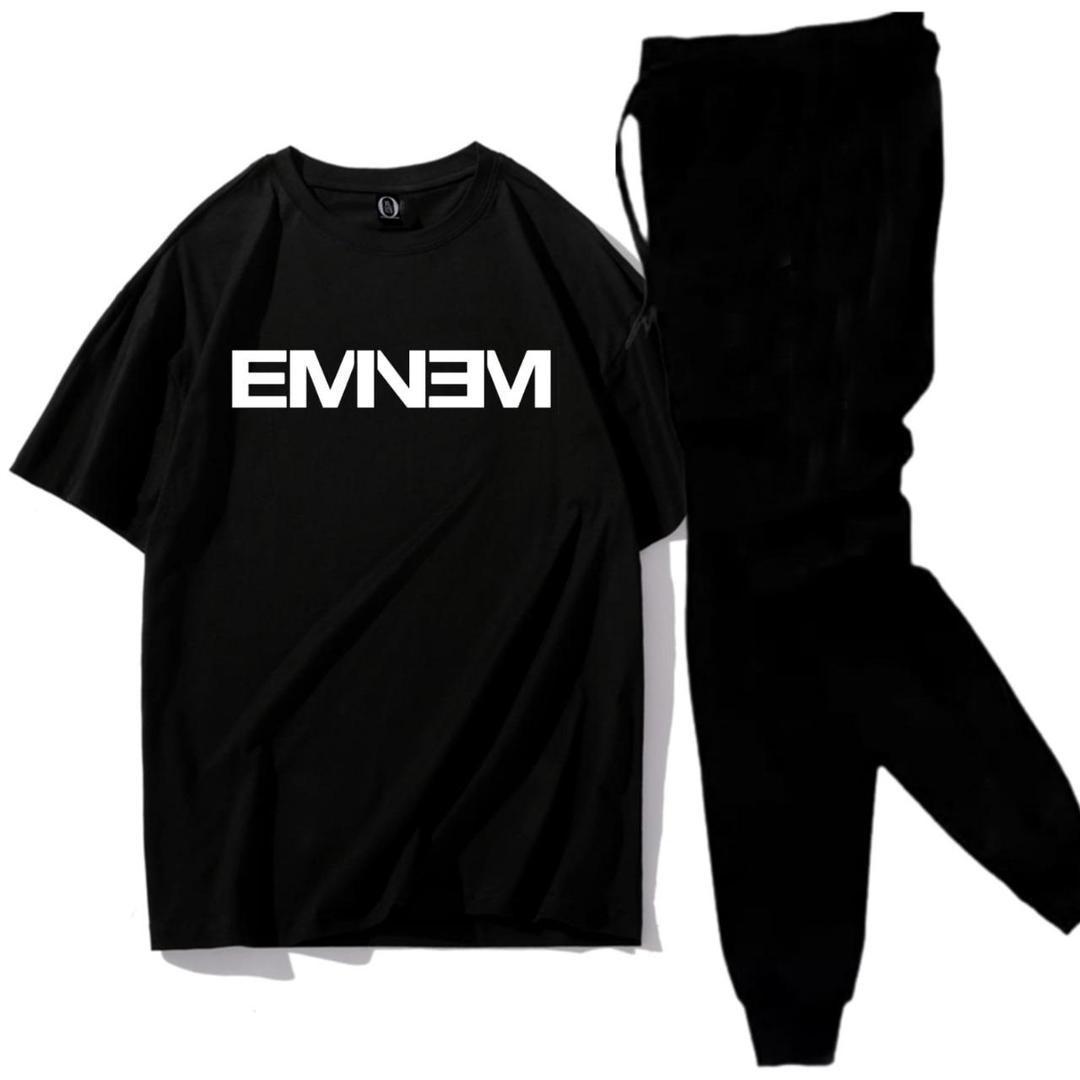 Stylish Men's Cotton Jersey Track Suit - 2 Pcs Set in Black