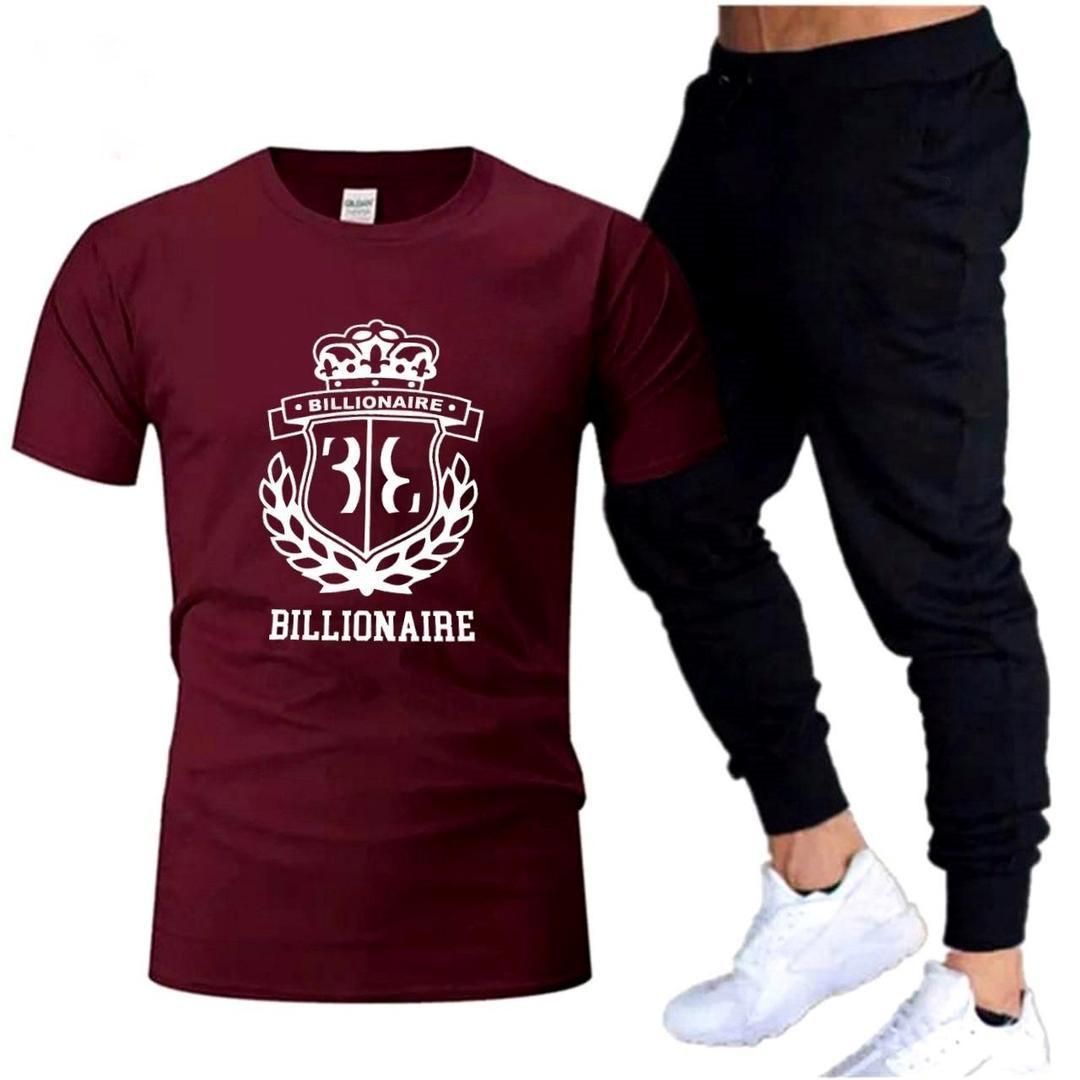 Men's Cotton Jersey Printed Track Suit - 2 Pcs in Stylish Maroon