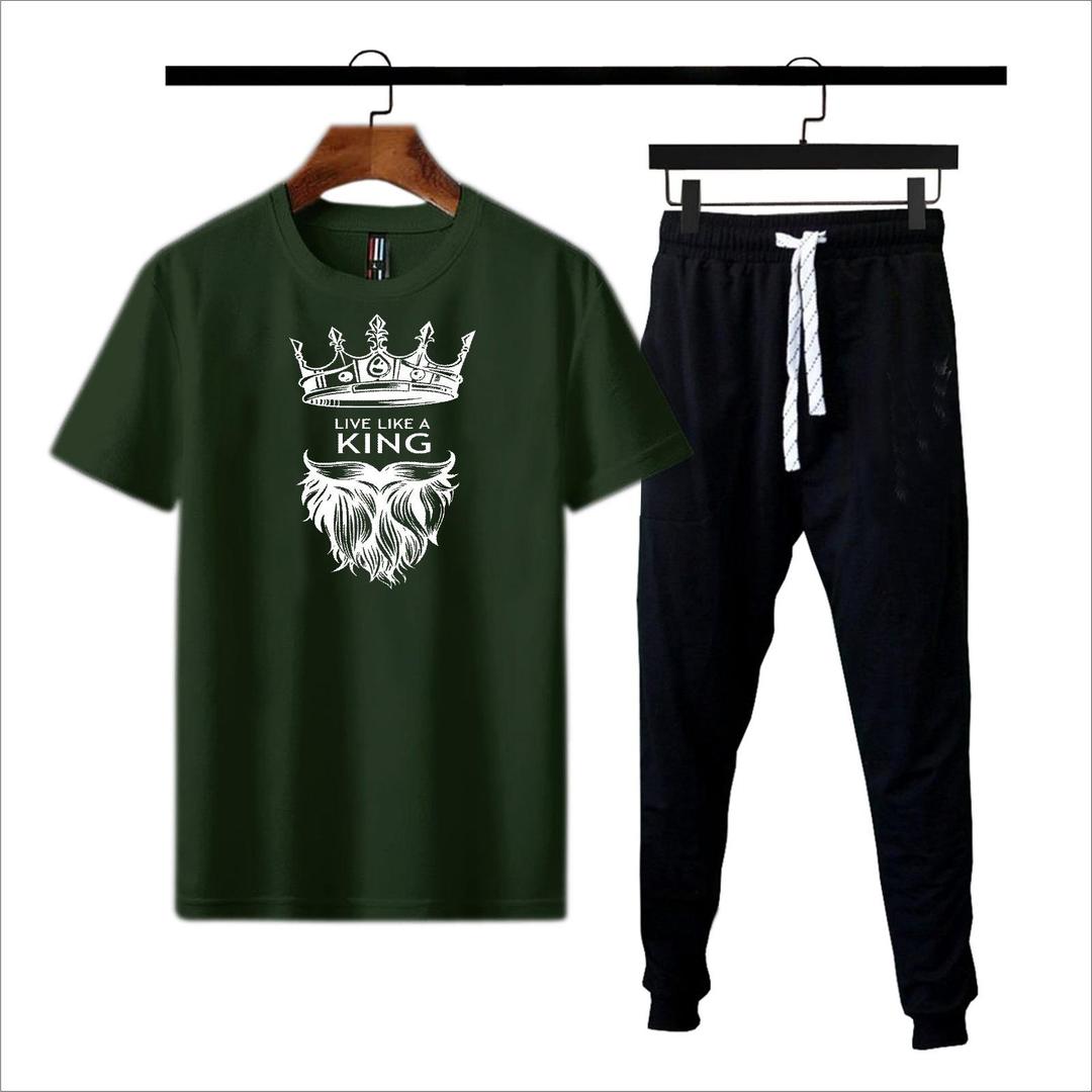 2 Pcs Men's Cotton Jersey Printed Track Suit