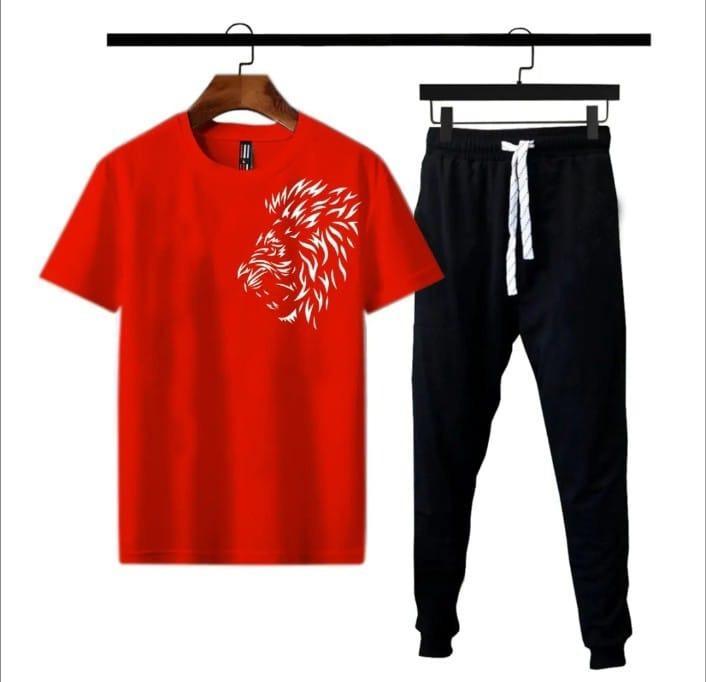 2 Pcs Men's Cotton Jersey Printed Track Suit