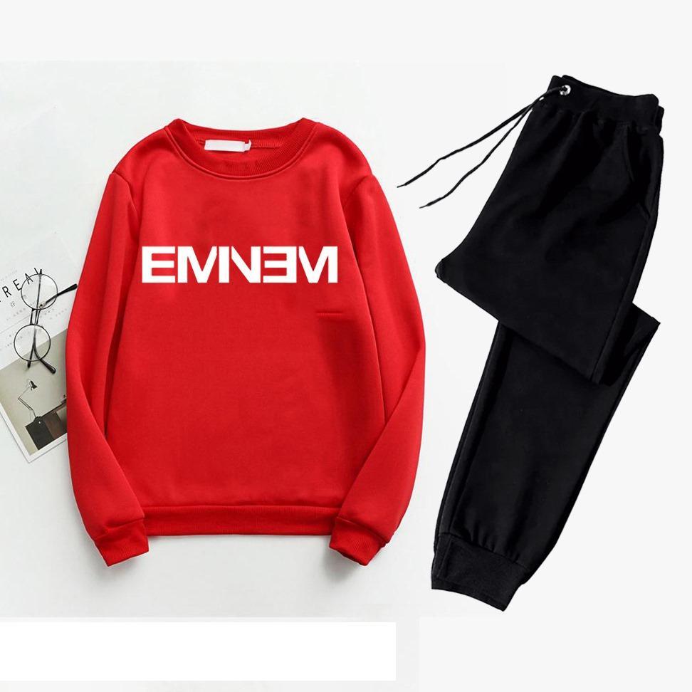 Men's Printed Polyester Track Suit - 2 Pcs Set in Red