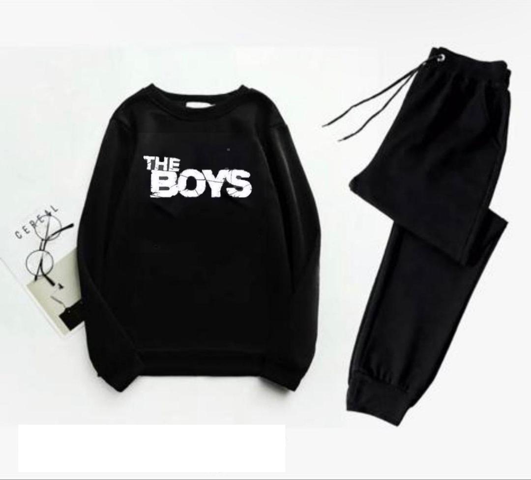 Men's Printed Polyester 2 Pcs Track Suit - Sweatshirt & Trousers Set