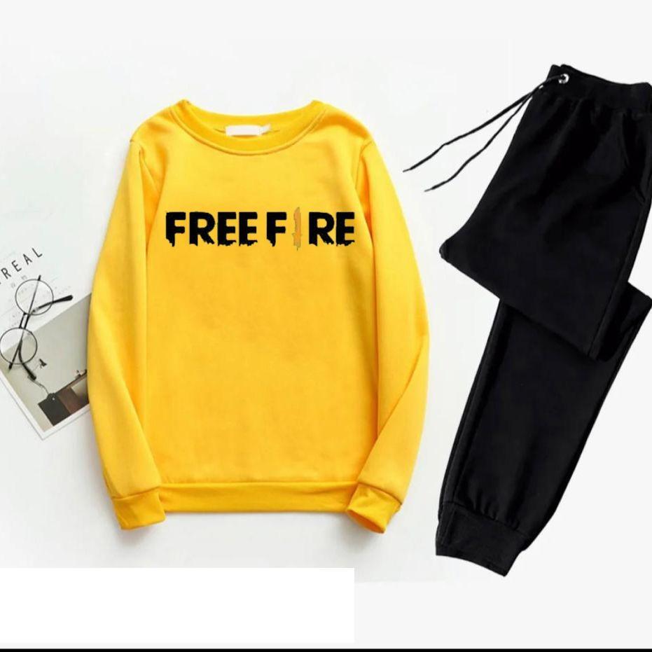 Men's Printed Polyester Track Suit - 2 Pcs Set in Yellow