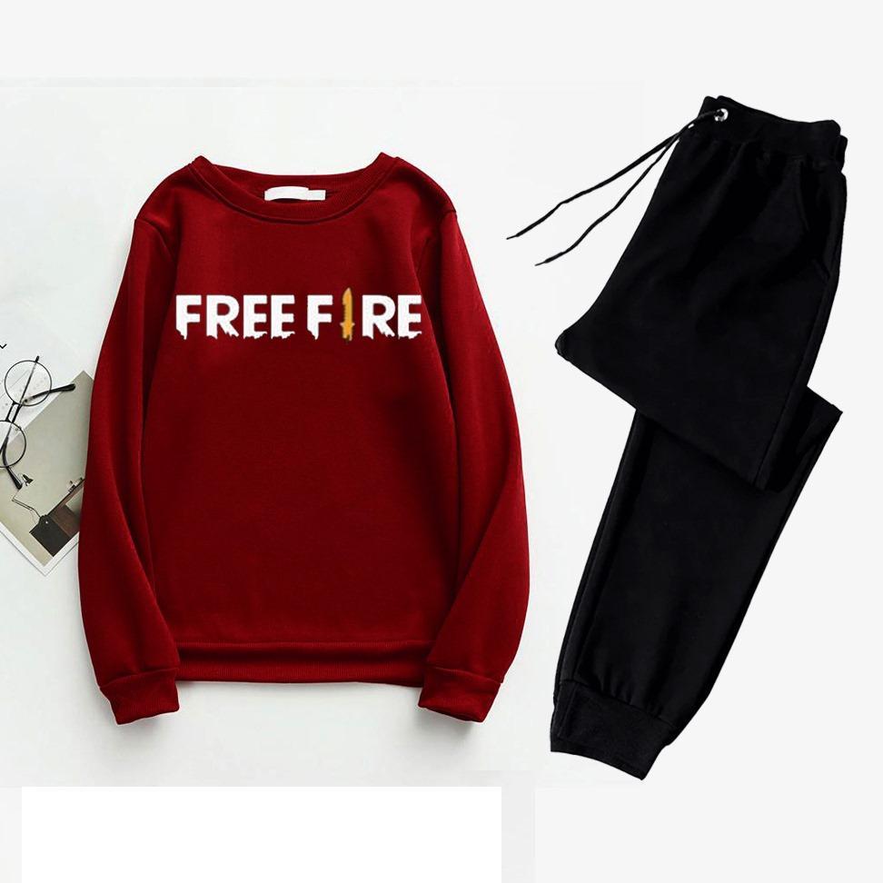 Men's Maroon Printed Polyester Track Suit - 2 Pcs Set