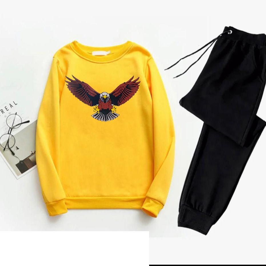 Men's Printed Polyester Track Suit - 2 Pcs in Vibrant Yellow