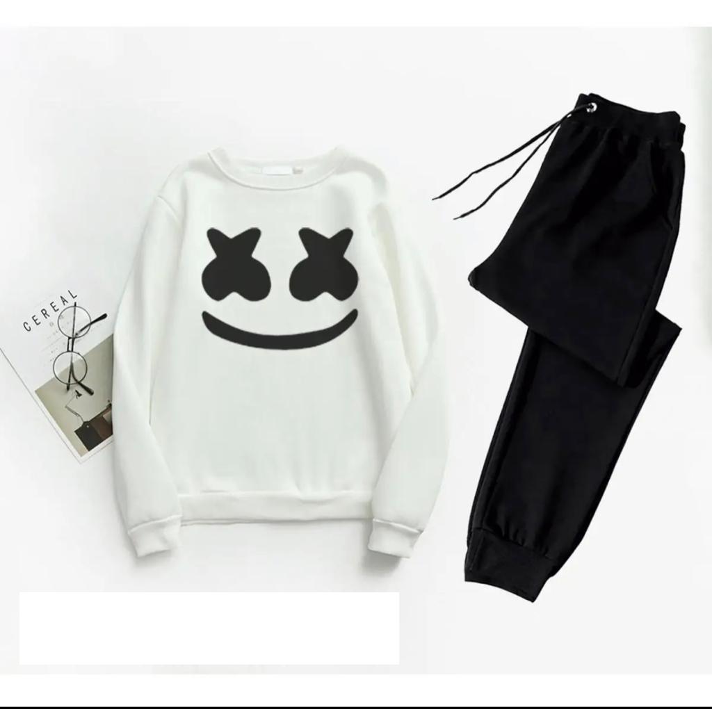 Men's Printed Polyester Sweatshirt Track Suit - 2 Pcs Set