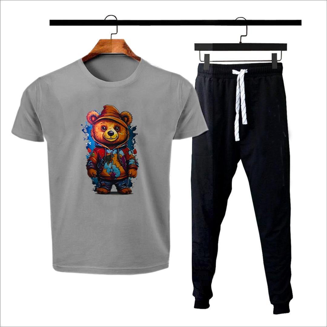 Men's 2 Pcs Graphic Sublimation Polyester Track Suit in Grey