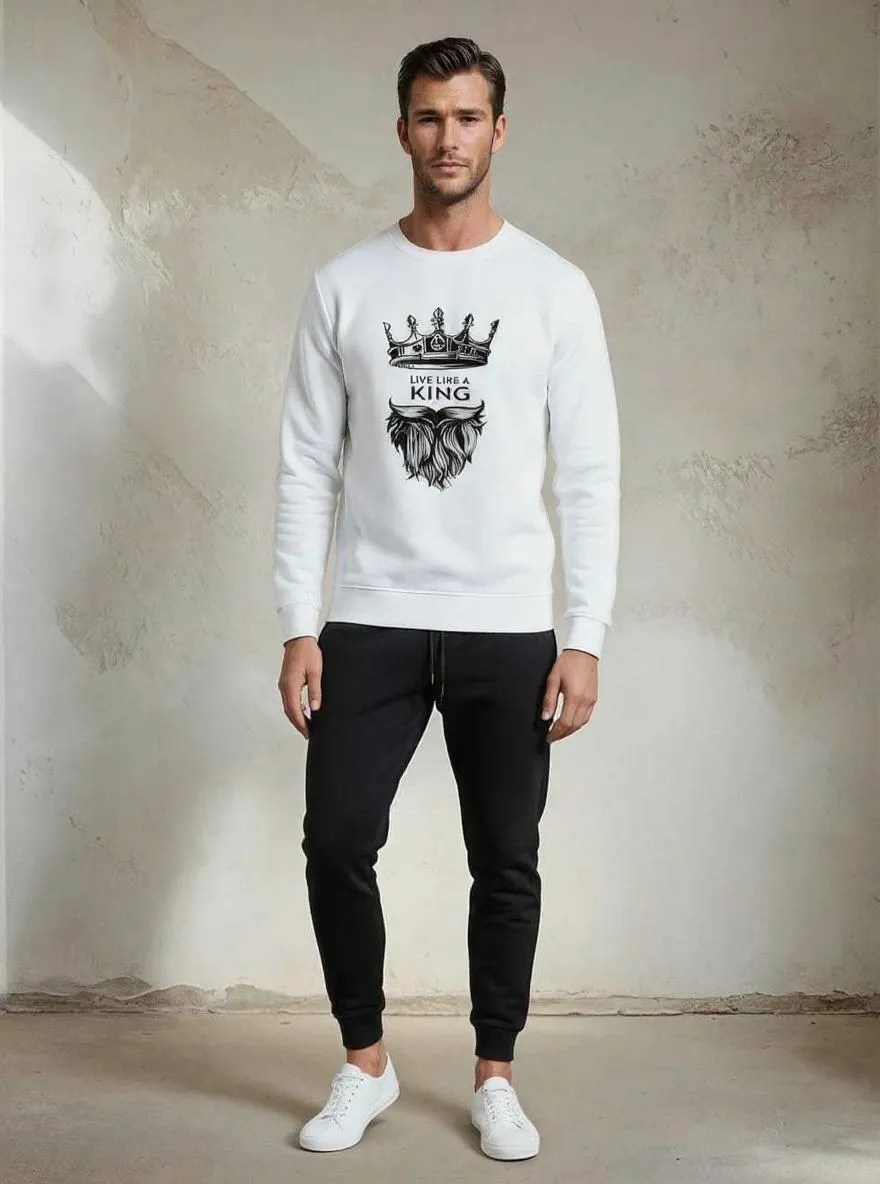 2 Pcs Men's Polyester Printed King Style Sweatshirt Track Suit For Men