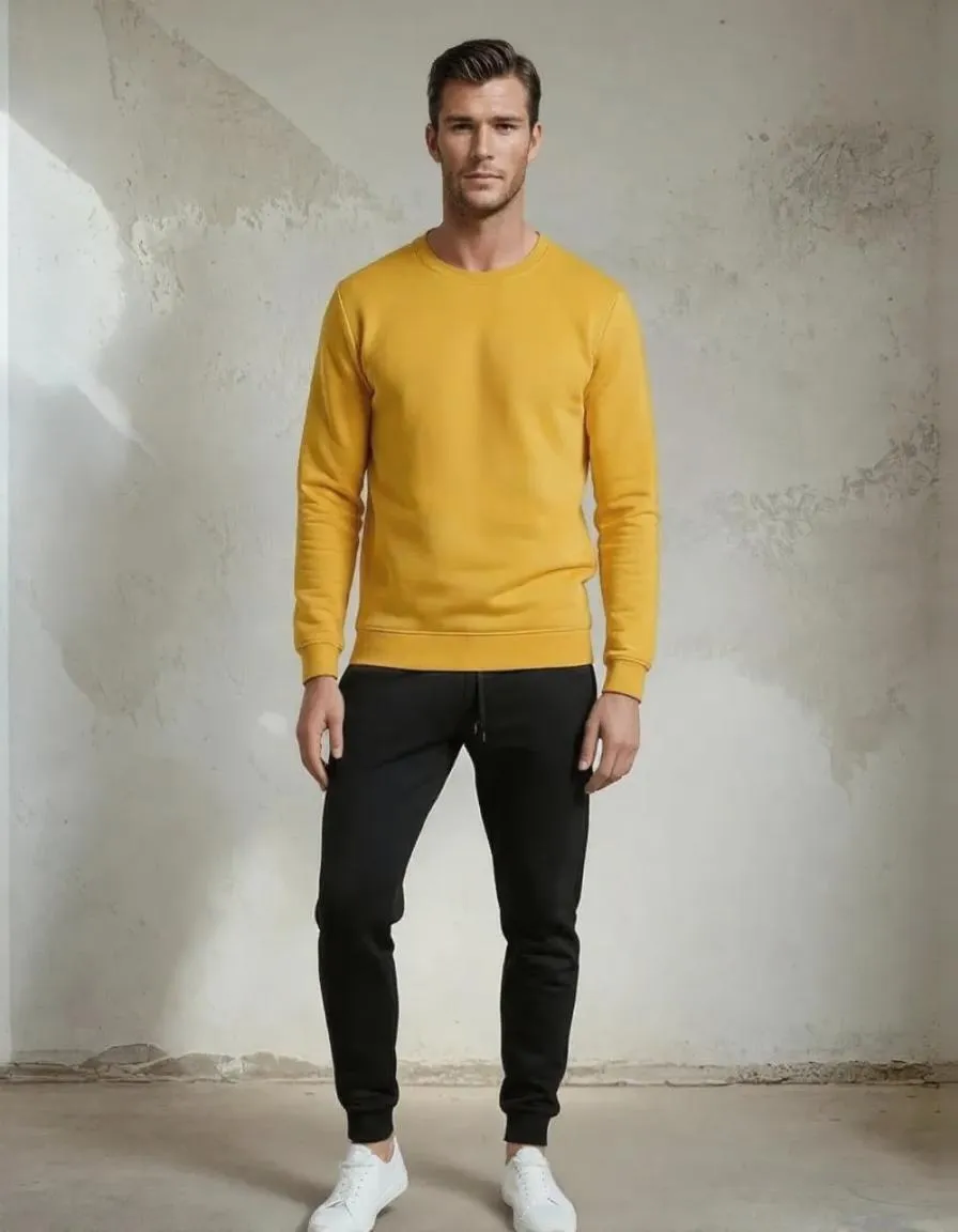 Men's Polyester Plain Sweatshirt And Plain Trouser Track Suit 