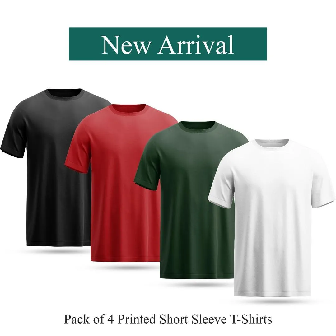 4 Pcs Men's Polyester Plain T-Shirt