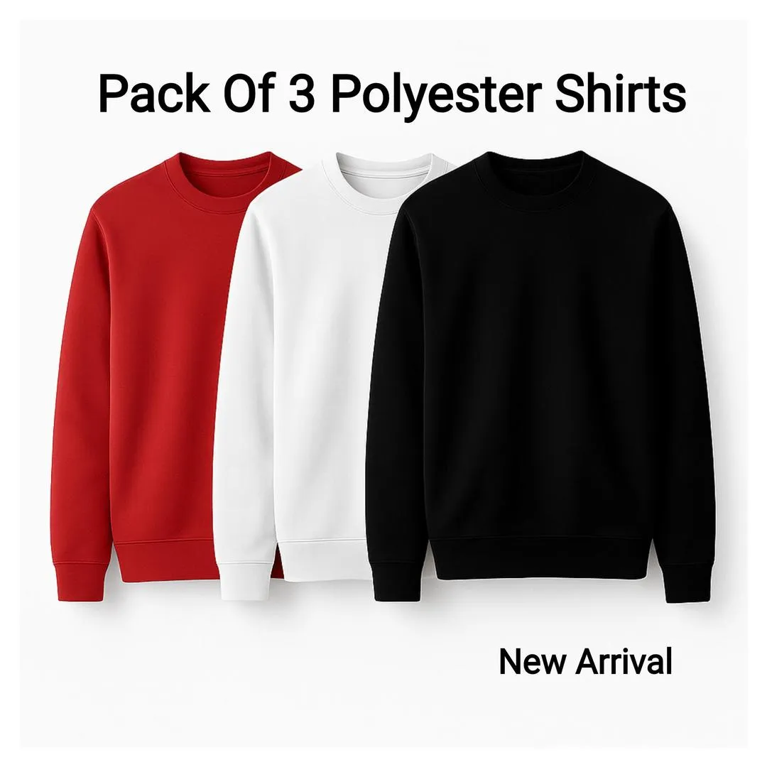 3 Pcs Men's Polyester Plain Sweatshirt