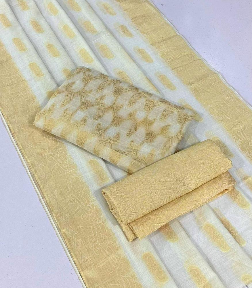 3 Pcs Women's Unstitched Cotton Jacquard Printed Suit