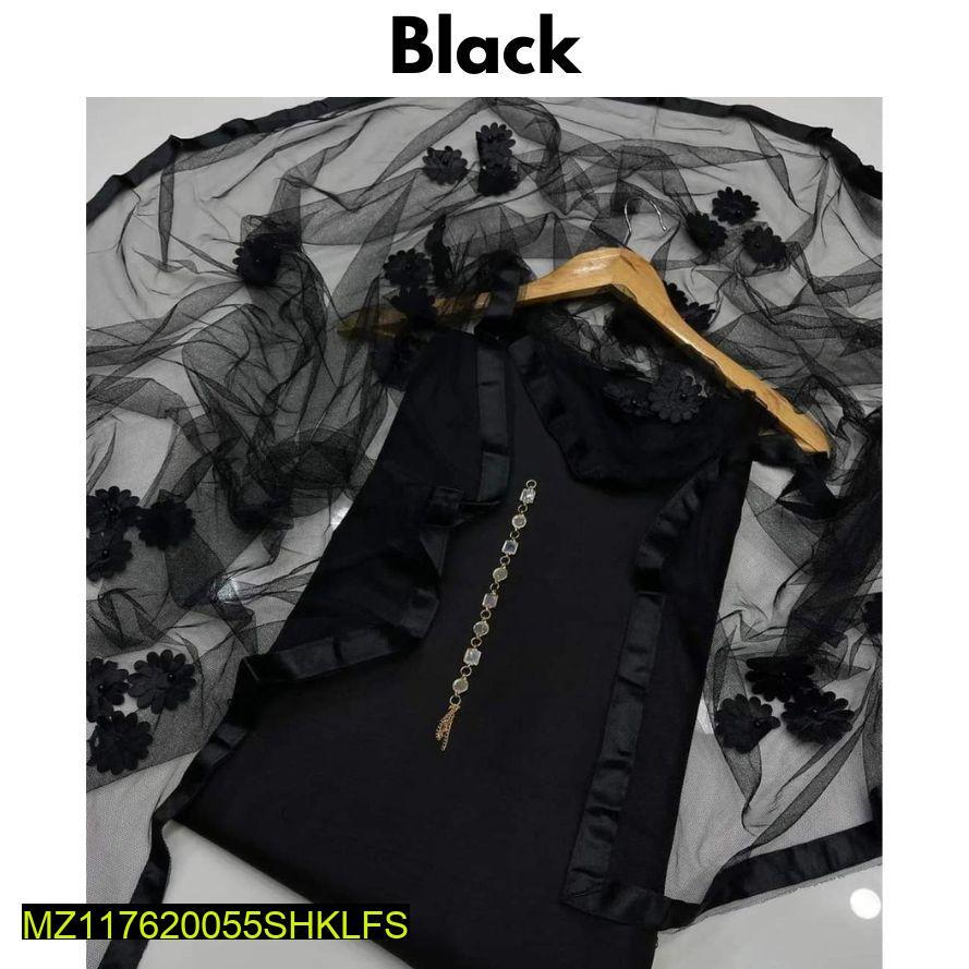 Black Katan Silk Women's 3-Piece Suit Set