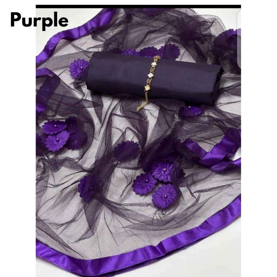 Purple Katan Silk 3-Piece Women's Suit Set view 3